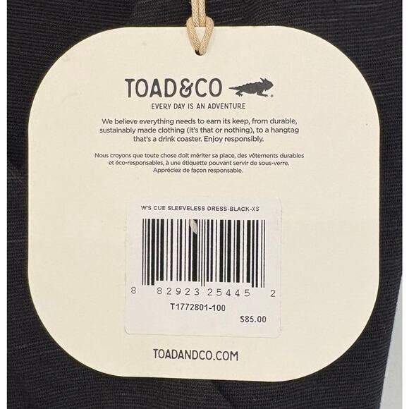 NWT TOAD & CO Dress “Cue” V-Neck Wrap Style Front Tie - Picture 7 of 7